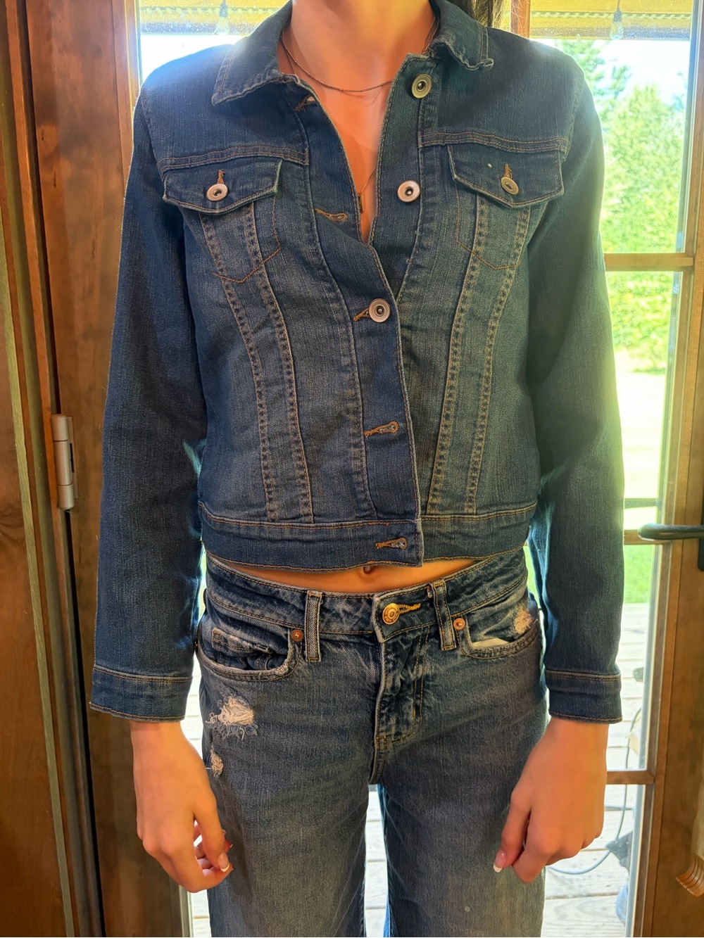 Place Women's Dark Blue Denim Jacket